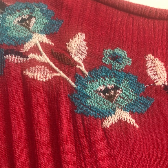 Free People Red NWOT Embroidered Flared Dress Size S Flirty PERFECT & STUNNING! - Picture 10 of 16
